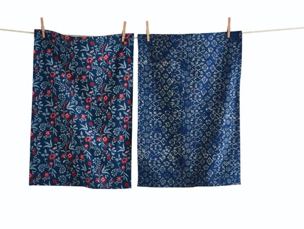 Picture of prairie floral dishtowel set of 2 - blue, multi