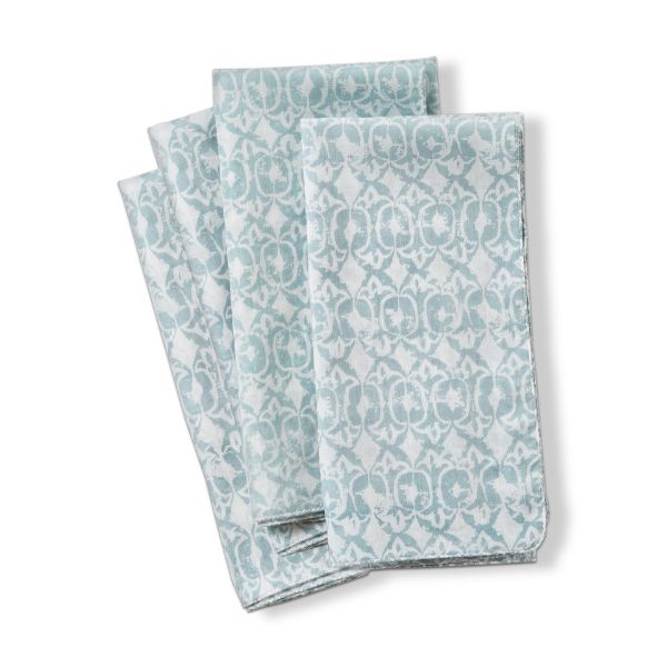 Picture of florentine block print napkin set of 4 - light blue