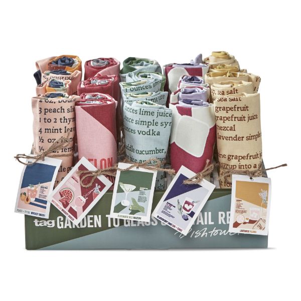 Picture of garden to cocktail recipe dishtowel assortment of 25 & cdu - multi