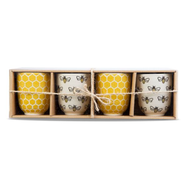 Picture of honeybee tea cup set of 4 - yellow, multi