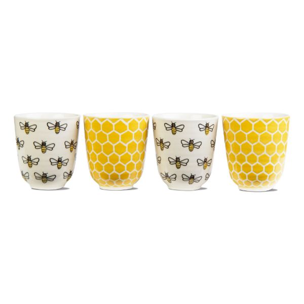 Picture of honeybee tea cup set of 4 - yellow, multi