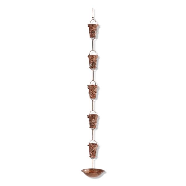 Picture of dragonfly cone rain chain - antique copper