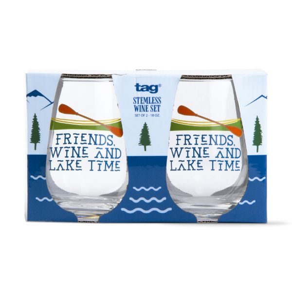 Picture of friends lake time wine set of 2 - multi