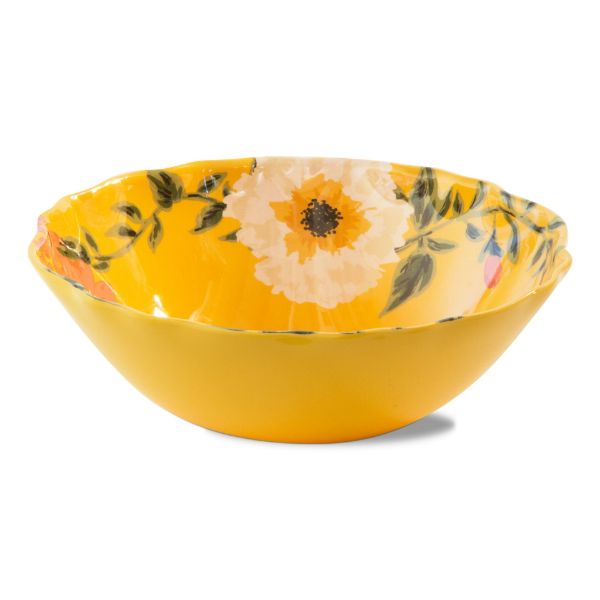 Picture of bee floral melamine serving bowl - yellow, multi