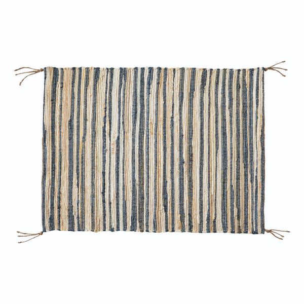 Picture of chindi rug with jute fringe - blue, multi