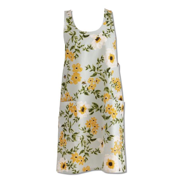 Picture of bee floral apron - aqua