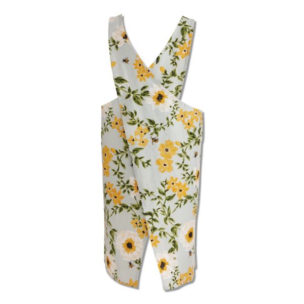 Picture of bee floral apron - aqua