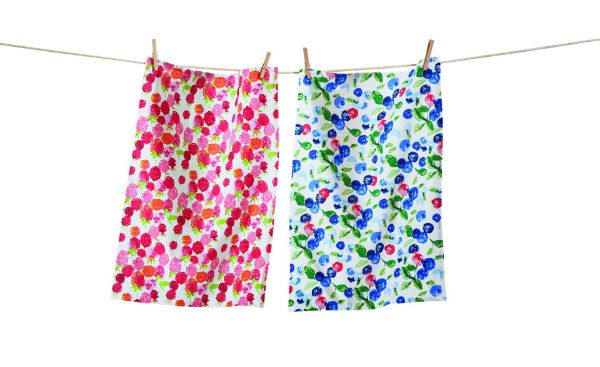 Picture of fresh berries dishtowel set of 2 in crate - multi