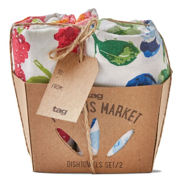 Picture of fresh berries dishtowel set of 2 in crate - multi