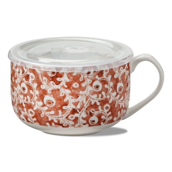 Picture of waterlily soup mug with lid - blush