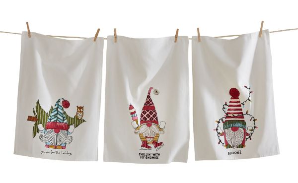 Picture of gnomie dishtowel assortment of 3 - multi