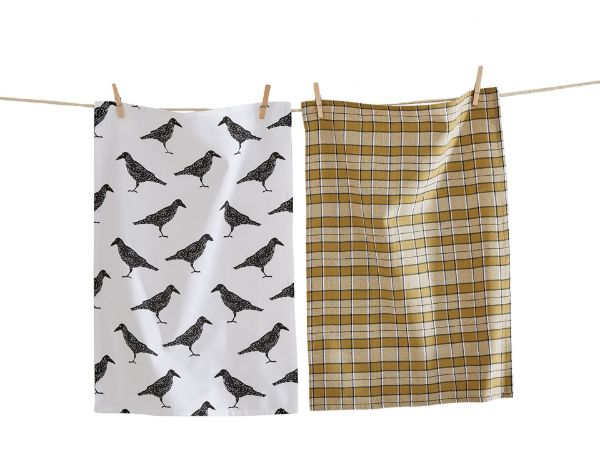 Picture of crow dishtowel set of 2 - multi