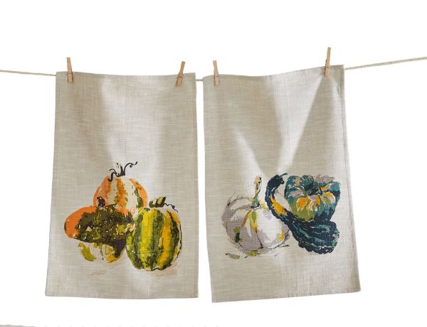 Picture of autumn pumpkin dishtowel assortment of 2 - multi