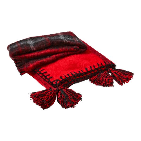 Picture of snowmass check mohair throw - red, multi