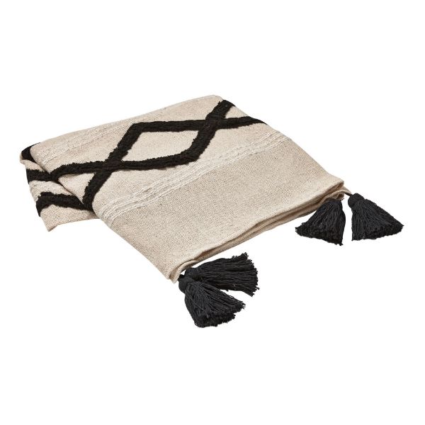 Picture of shaman tuft & tassel throw - black, multi