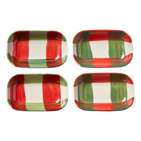 Picture of tis season plaid dish set of 4 - red, multi