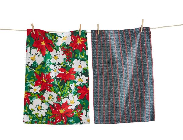 Picture of poinsettia dishtowel set of 2 - multi