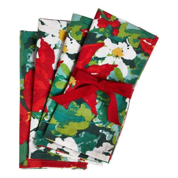 Picture of poinsettia napkin set of 4 - multi