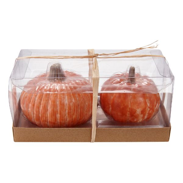 Picture of oversized rustic pumpkin salt & pepper set of 2 - orange, multi