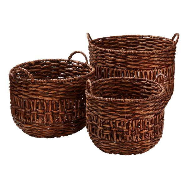 Picture of water hyacinth basket set of 3 - brown