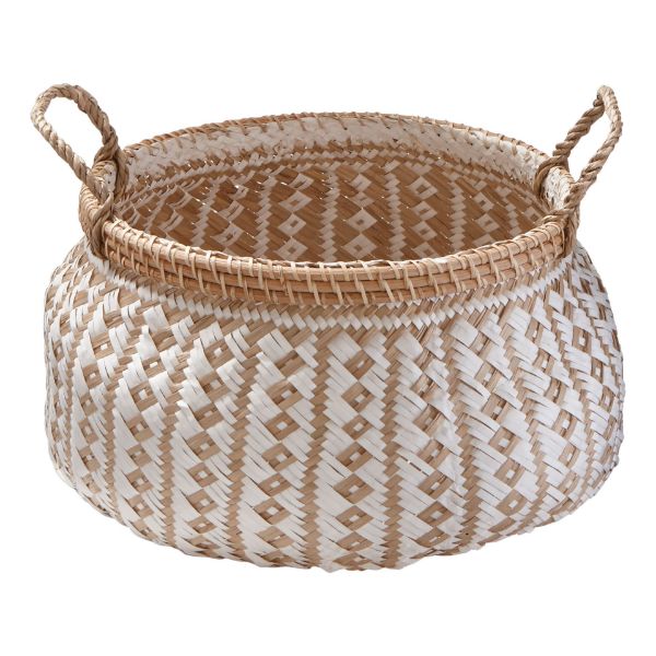 Picture of diamond weave basket - white, multi