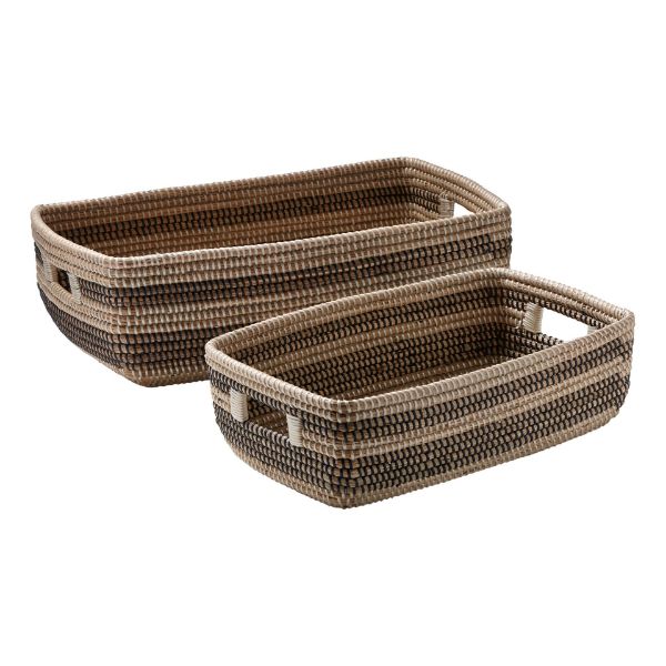 Picture of seagrass stripe basket set of 2 - black, multi