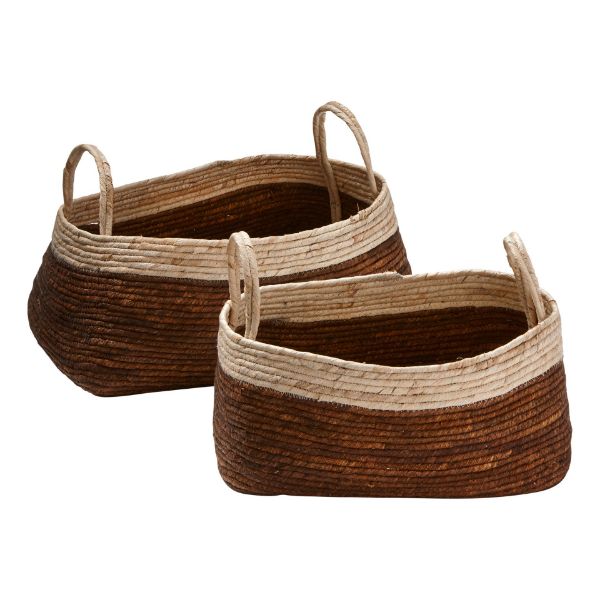 Picture of plenty banana leaf basket set of 2 - brown