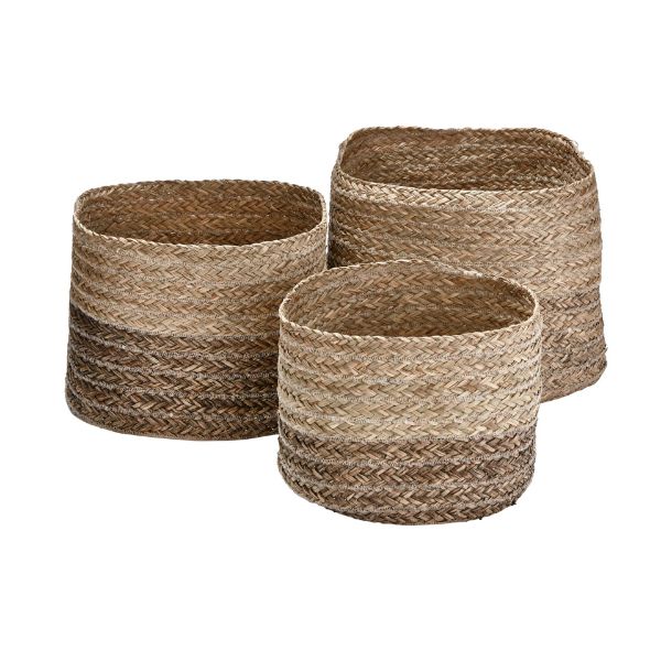 Picture of banana leaf stripe basket set of 3 - multi