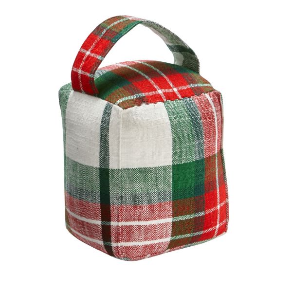 Picture of festive plaid door stop - multi