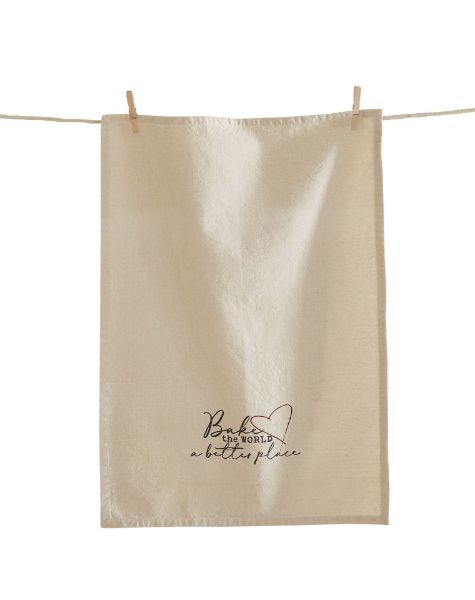 Picture of bake the world dishtowel - linen