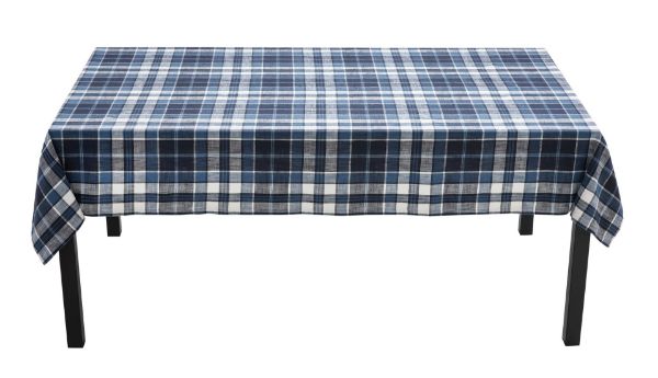 Picture of mirage plaid 60x108 tablecloth - blue