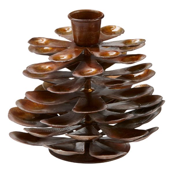 Picture of pinecone taper holder - antique brown