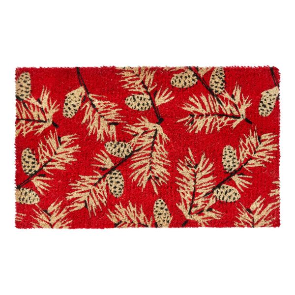 Picture of pinecone sprig coir mat - red, multi