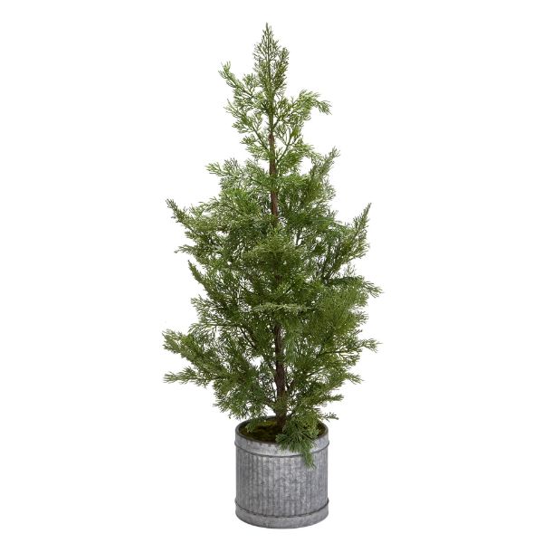 Picture of juniper tree w iron pot 34 in - green