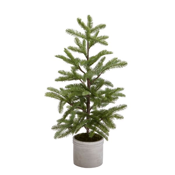 Picture of pine tree cement pot 28 inch - green