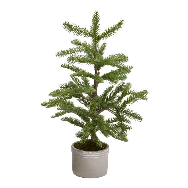 Picture of pine tree cement pot 20 inch - green