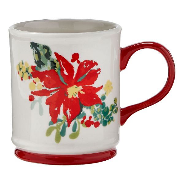 Picture of tis season poinsettia mug - red, multi