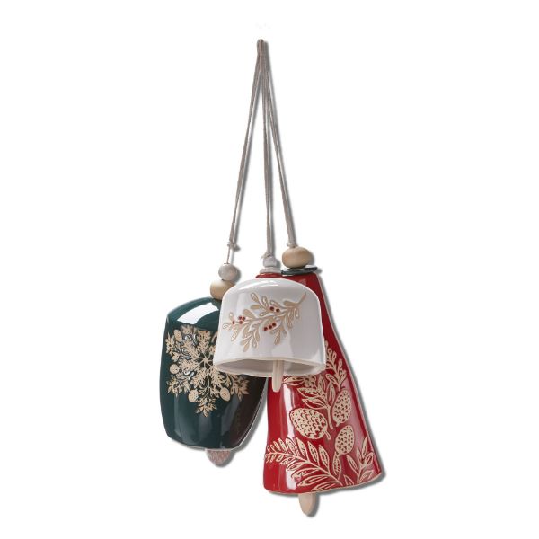 Picture of sprig bough and snowflake bell assortment of 3 - multi