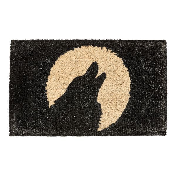 Picture of howling wolf rubber backed mat - black, multi