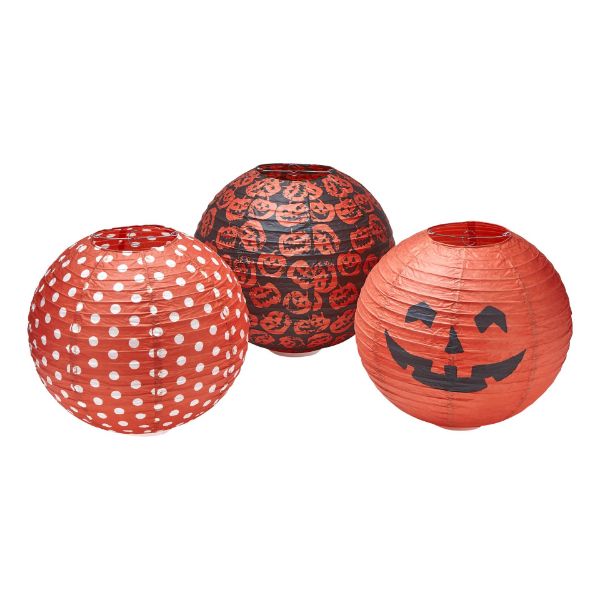 Picture of halloween paper lantern assortment of 3 - orange, multi