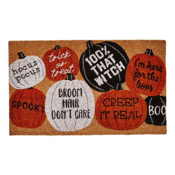 Picture of trick or treat rubber backed mat - multi