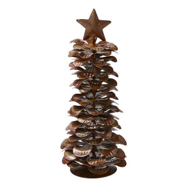 Picture of pinecone tree with star tall - antique brown