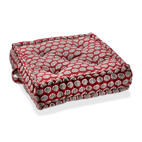 Picture of kimono blck print floor pillow - brick