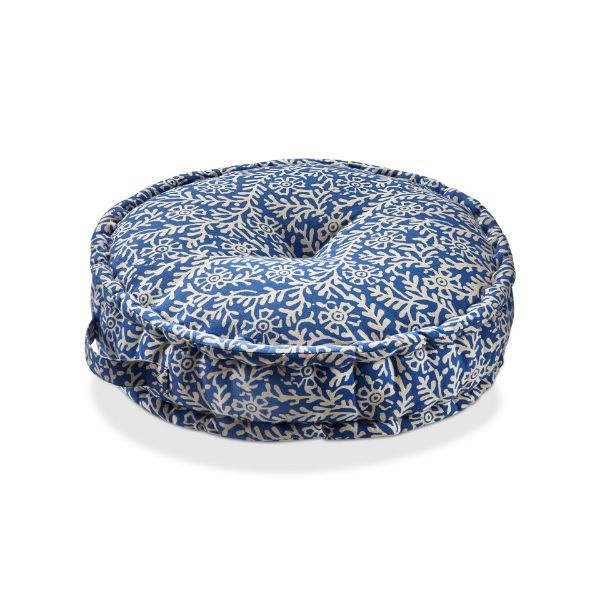 Picture of floral vine floor pillow - blue