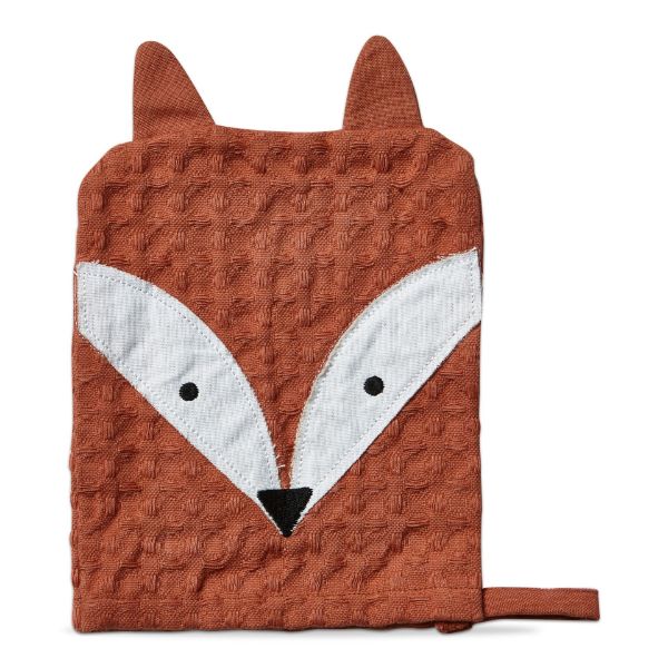 Picture of fox waffle weave bath mitt - burnt sienna