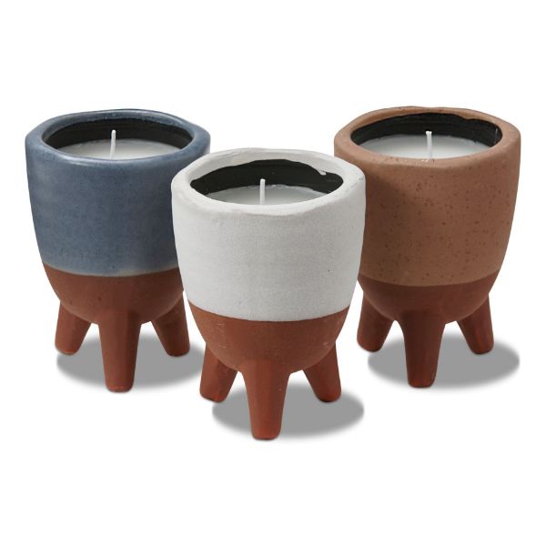 Picture of footed citro candle pot assortment of 3 - multi