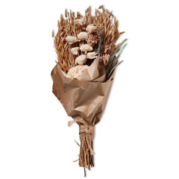 Picture of natural mix flower bouquet in kraft paper - white, multi