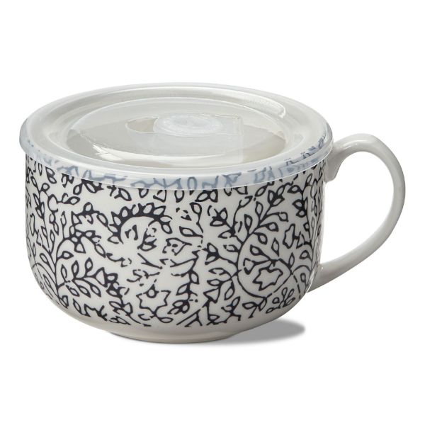 Picture of vine soup mug with lid - blue, multi