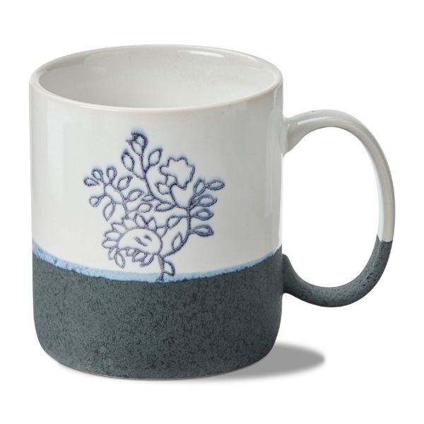 Picture of vine block print mug - blue, multi