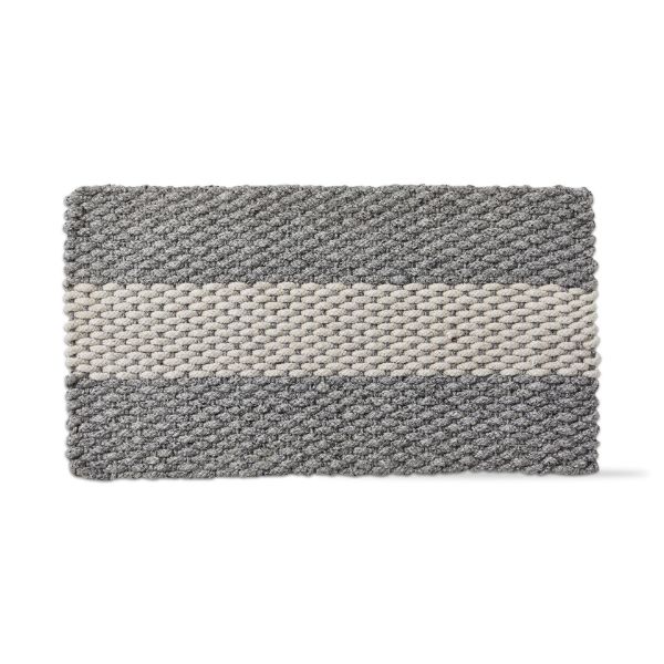 Picture of handwoven doormat grey stripes - gray, multi